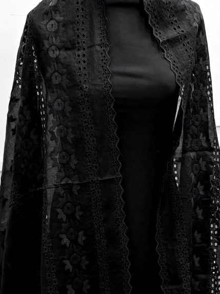 Black On Black Embroidered Dupatta | EBD - 01