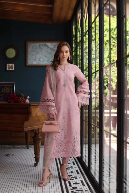 Noor Eid Luxury Schiffli Laserkari By Saadia Asad | D3- Blush Pink