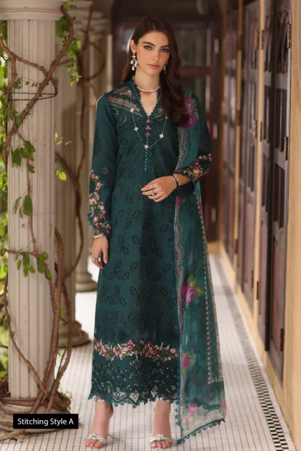 Noor Eid Luxury Schiffli Laserkari By Saadia Asad | D5- Teal
