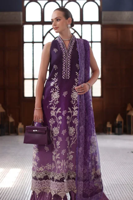 Noor Eid Luxury Schiffli Laserkari By Saadia Asad | D9- Purple