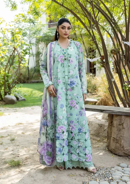Chiffon Prints By Elaf - Unstitched | ECD-1B AZURE FERN