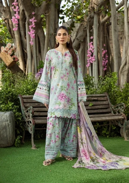 Chiffon Prints By Elaf - Unstitched | ECD-3B FLORAL CHARM