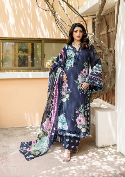 Chiffon Prints By Elaf - Unstitched | ECD-4B TWILIGHT GARDEN