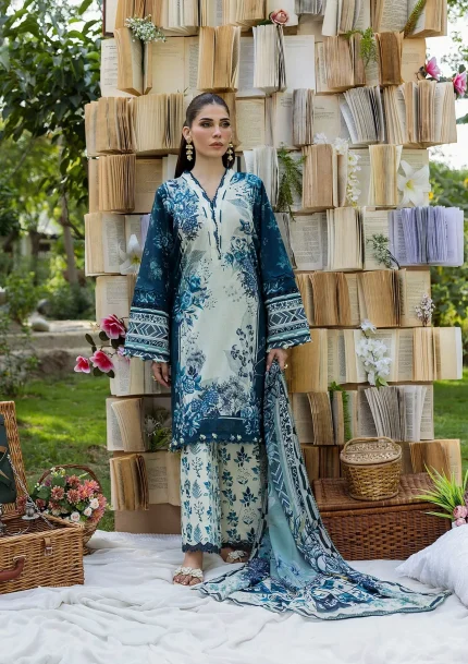 Chiffon Prints By Elaf - Unstitched | ECD-7A FLOREYA