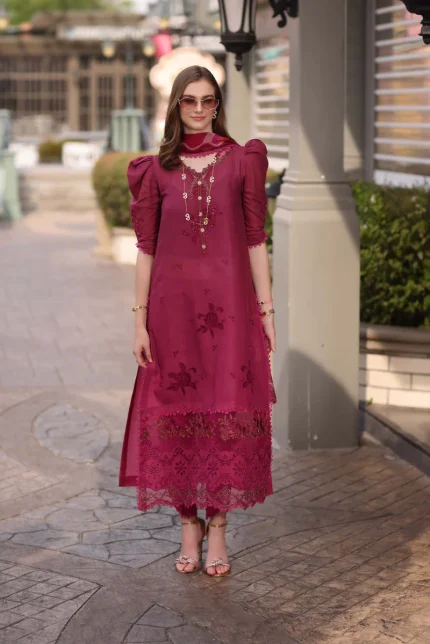 Noor Eid Luxury Chikankari By Saadia Asad | D9- Fusia Ombre