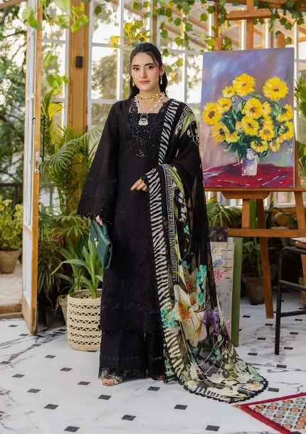 ECRAFT Chikankari with Chiffon - Unstitched | EEC-2A QUEEN OF DUSK