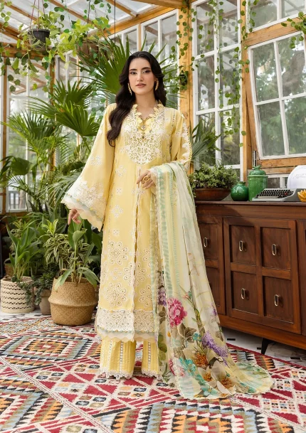 ECRAFT Chikankari with Chiffon - Unstitched | EEC-2B BUTTER BLOOM