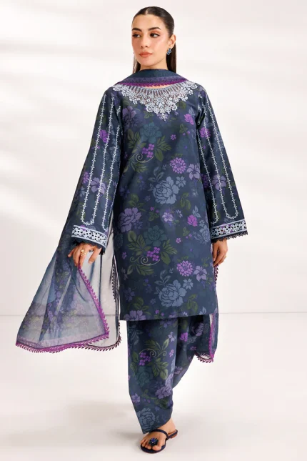 Printed Essentials’26 By Farasha - Unstitched | Forest Moss