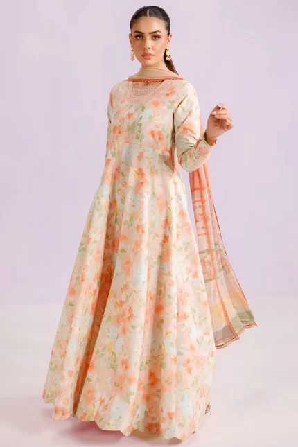 Printed Essentials’26 By Farasha - Unstitched | Light Coral