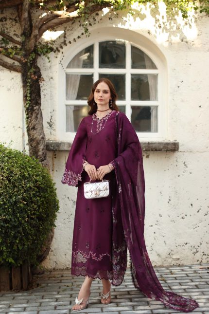 Noor Luxe Chikankari '26 By Saadia Asad | D1 - A - plumberry
