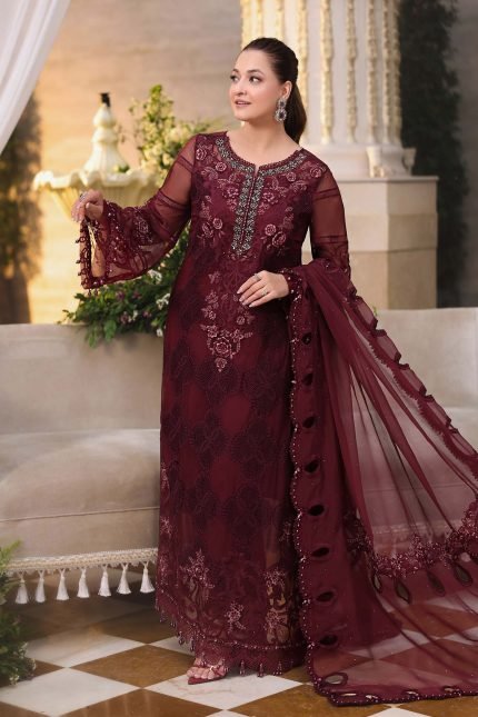 Tea Affair Chiffon By Maria B | MPC-26-108-Burgundy